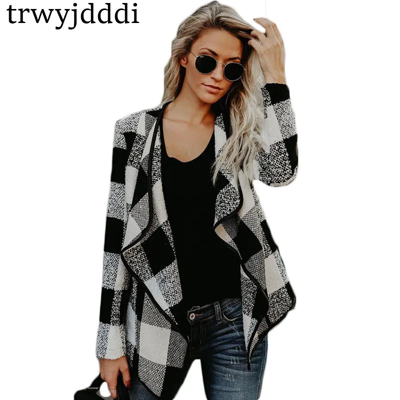 

AliExpress 2018 New Foreign Trade Explosion Models Slim Womens Clothing Plaid Tops Women Big Size Cardigan Thin Jacket hl068