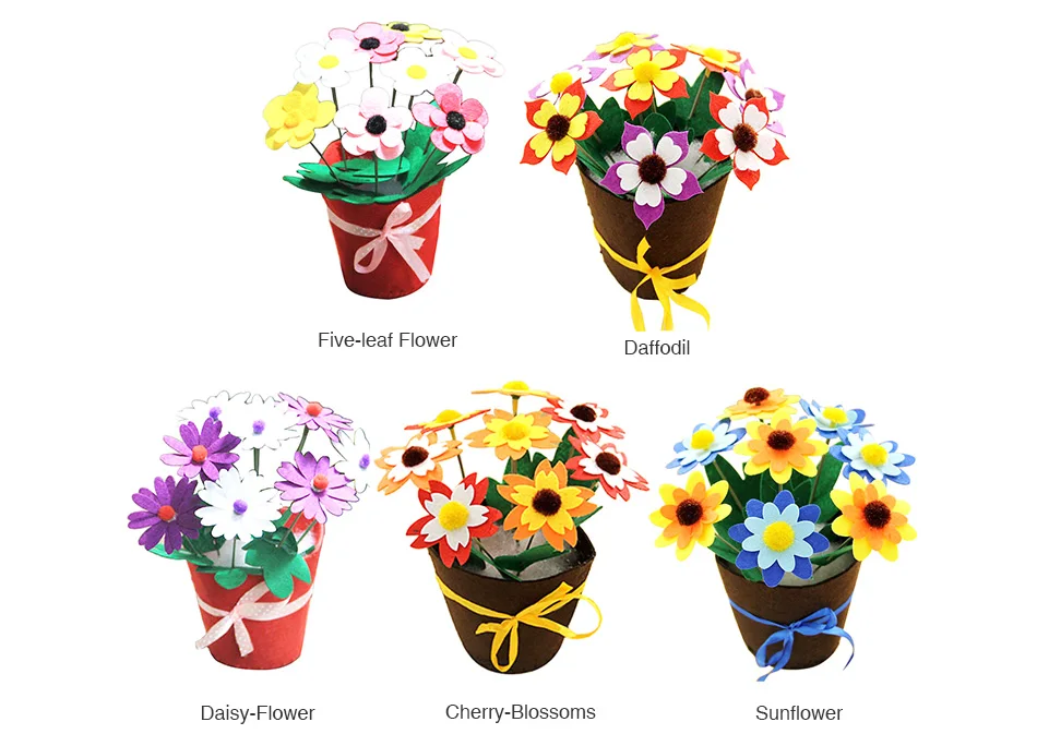 Enjoybay Дети DIY фетр цветок-украшение ручной работы ткань цветок ремесла игрушка дома Творческий Декоративный букет развивающие подарок
