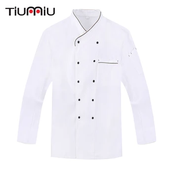 

White Double Breasted Long Sleeve Chef Jacket Hotel Cafe Waiter Workwear Uniform Bakery Kitchen Cook Wear Tops Clothing Overalls
