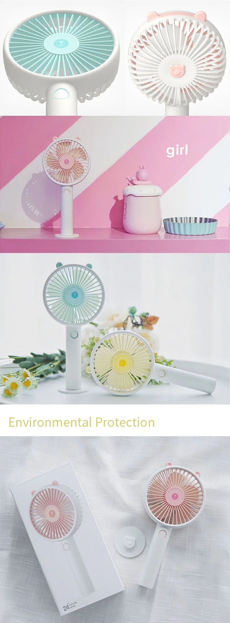 YOUPIN 3Life 313 USB Charging Mini Handheld Portable Fan Low Noise Brushless Mute Motor 2000mAh Battery Capacity