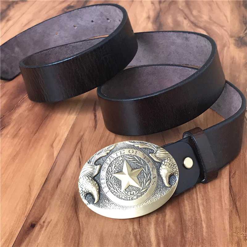 Pentagram Carved Brass Solid Casual Belt Buckle  (6)