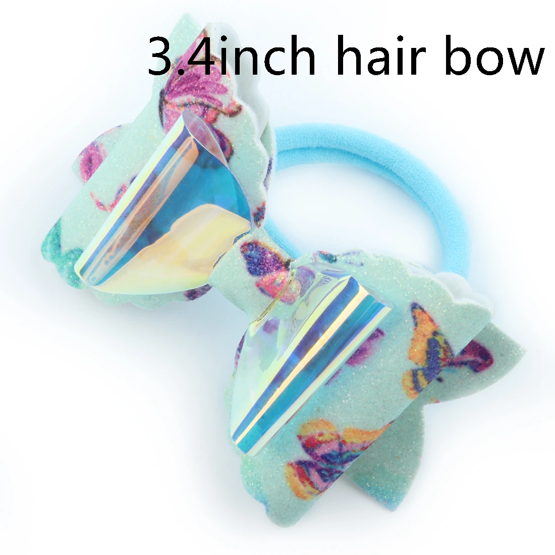 1 PC Child Hair Bow Tie Elastic Hair Band Glitter Hairbow Rope Rainbow Sequin Sparkly 3 Inch Bows Mermaid Girls Sweet Headwear - Цвет: mermaid pvc-6