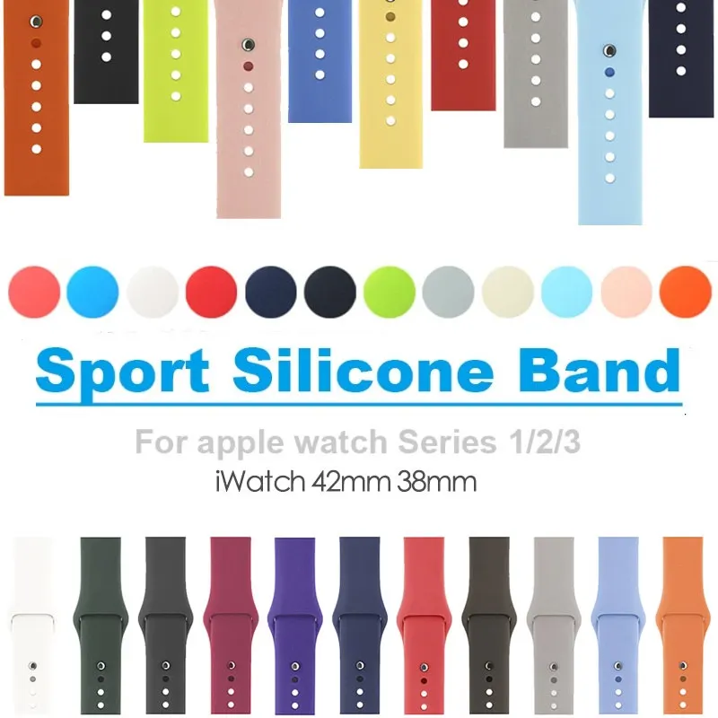 

ASHEI For Apple Watch Band 40mm 44mm Sport Silicone 42mm 38mm iWatch Series 3 2 1 Wrist Strap For Apple Watch Series 4 Bands