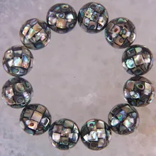 16 мм Зеландский Абалон основа растягивающийся браслет из бисера 8 Inch ювелирные изделия G268