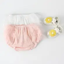 Детские шорты весна корейский стиль хлопок кружева сетки свободные эластичный пояс хлеб Pp брюки милые девушки треугольные шорты