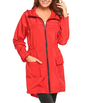 

Women Jackspring And Autumn New Ms. Windbreaker Multicolor Drawstring Hooded Waist Jacket Women's Windbreaker In Long Style
