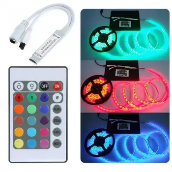 

Mini 24key LED Controller RGB Color With IR Remote Control Mini Dimmer for 5050 / 3528 Led Strip Lights 12V