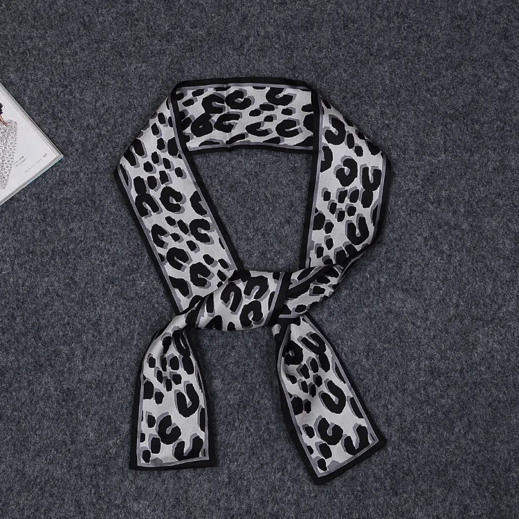 

High Quality Artistic Printed Fashion Lady 100% Silk Riband Scarves Bags Dot Scarf Small Ribbon Hair Band Bandeaus