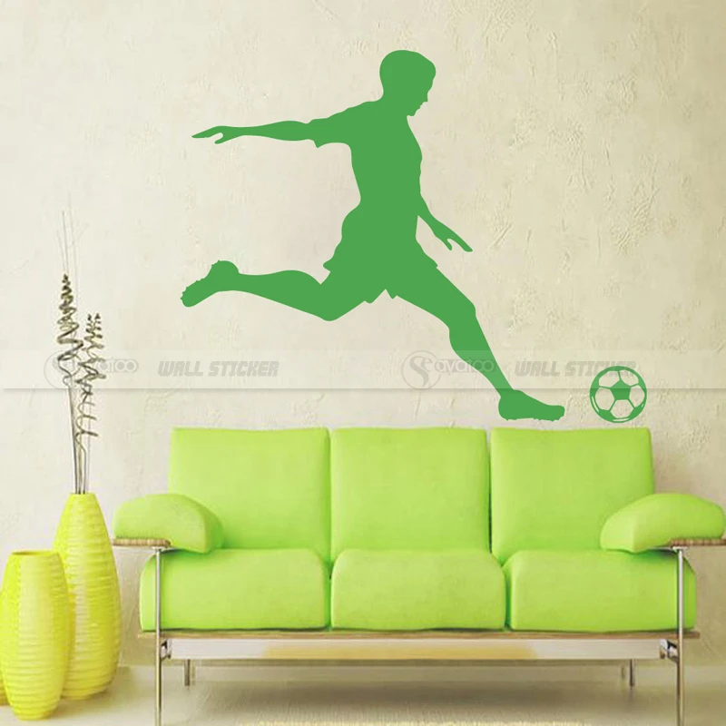 Soccer Ball Football Player Vinyl Wall Sticker Decal Boys Kid Room Sport Poster 