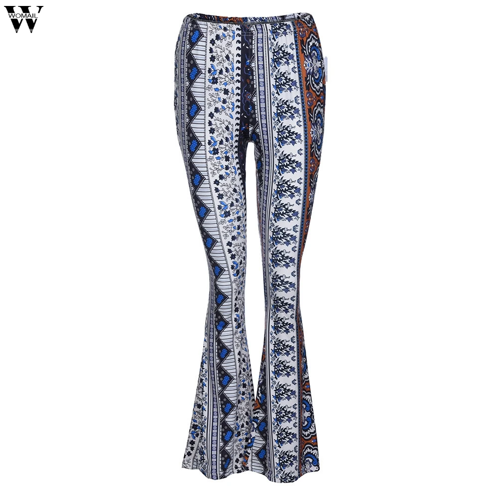 Womail женские брюки женские s с высокой талией женские брюки клёш полосатые брюки с принтом Pantalon Femme Elegante колокольчики Befree Nov6
