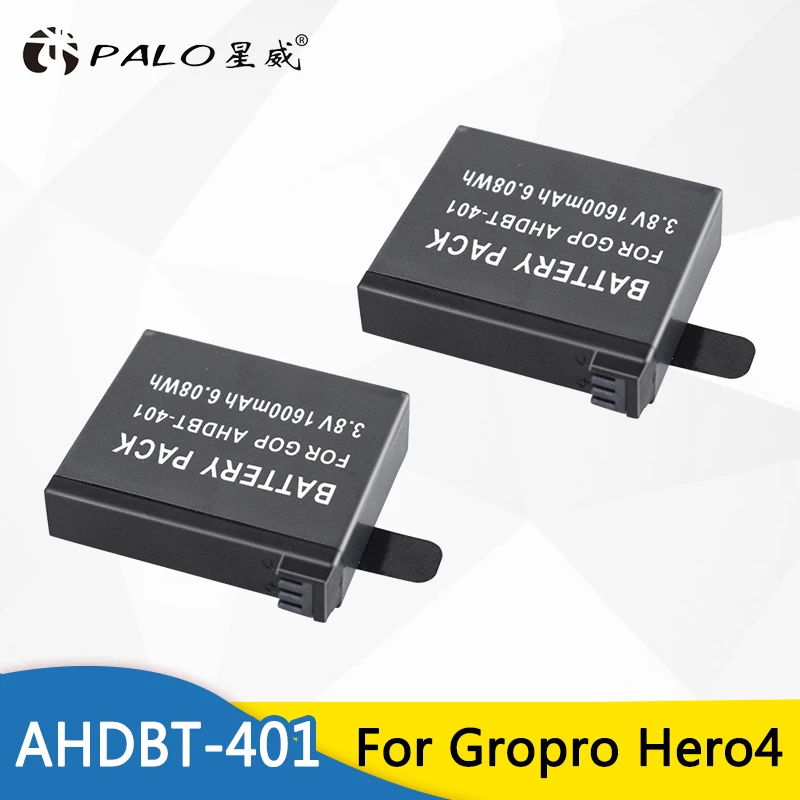 

2Pcs GoPro Hero 4 Batteries Go Pro 4 battery 3.8V AHDBT-401 Go Pro Hero4 bateria AHDBT401 For GoPro Hero 4 action Camera battery