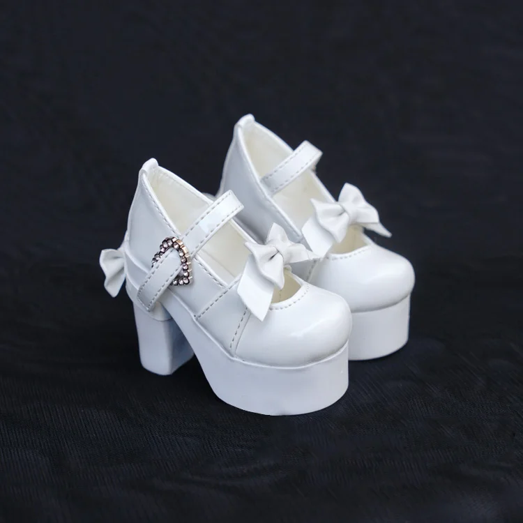 

D01-P051 children handmade toy 1/3 1/4 Doll Accessories BJD/SD doll Heart-shaped buckle double bow princess shoes 1pair