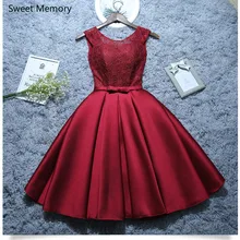 Платья из сатина с кружевами и цвет красного вина короткие белые вечерние платья Встреча выпускников/корпоративы Выпускной платья серые вечерние торжественное платье C1929