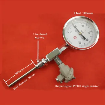 WSS-411WP Integration bimetal thermometer,Radical industrial thermometer,M27*2 live thread with PT100 Temperature Sensor 0-20mA
WSS-411WP Integration bimetal thermometer,Radical industrial thermometer,M27*2 live thread with PT100 Temperature Sensor 0-20mA