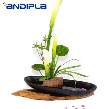 

Vintage Black Ceramic Coarse Pottery Vase Desktop Hydroponics Flower Pot Zen Ceremony Ikebana Fruit Candy Plate Home Decoration