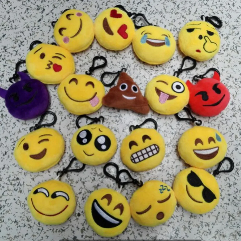 

Pattern Random!!Fashion Emoji Emoticon Smiley Face Pendant Key Chain Holder Soft Toy Keyring Gift for Women Men