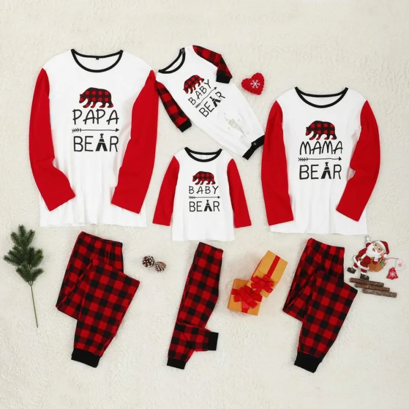 Bear Family Christmas Pajamas Set Family Look Matching Family Pajamas Navidad Family Matching Clothes Mommy and Me Sleepwear