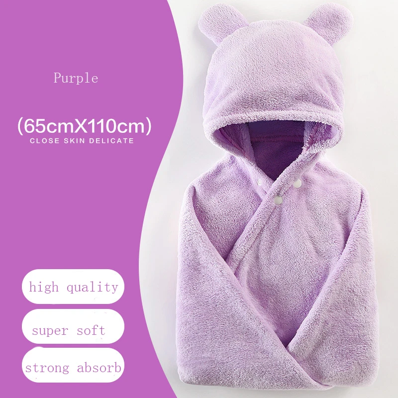 65*110cm Baby Cotton Bath Towel Kid Hooded Bathrobe Baby Newborn Stuff Boys Girls Cartoon Soft Children Infant Beach Bath Towel