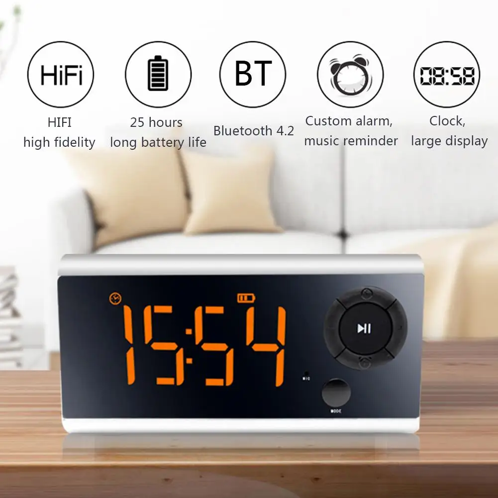 

New Bluetooth Speaker Alarm Night Light Smart FM Radio Colorful Audio Multifunction Hifi Sound TF Card Player High Quality