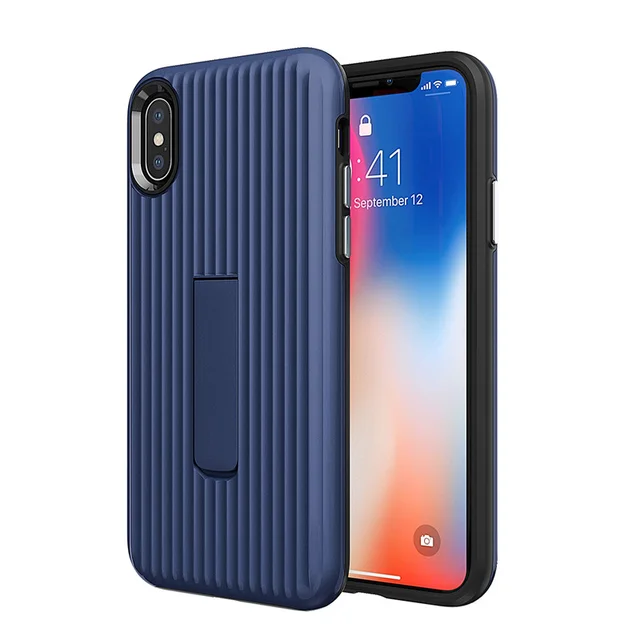 For iPhone X Case Luggage Carrier Design with Kickstand TPU+PC 2 in 1