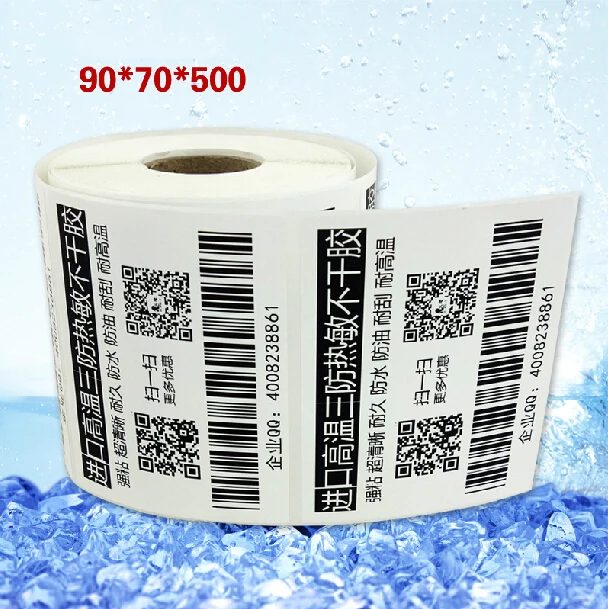 Heat-resistant thermal blank self-adhesive label paper 90mm*70mm 500pc one roll support custom barcode label printer paper rolls