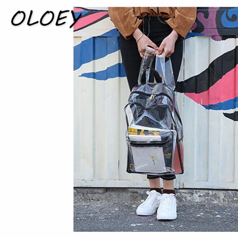 

2018 New Women PVC Jelly Backpack Transparent Beach Waterproof Bag Large Capacity Clear Bag Teenager Student School Bag!