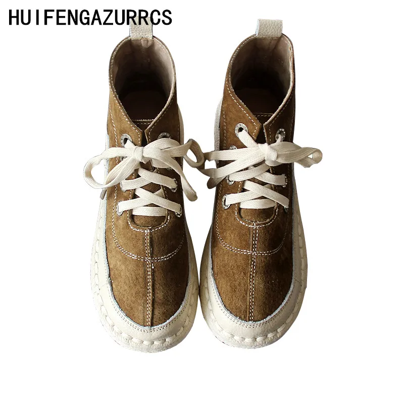 HUIFENGAZURRCS-Genuine Leather and ankle warm boots, Casual hand-made shoes, The retro art mori girl super soft shoes,3 colors HUIFENGAZURRCS-Genuine Leather and ankle warm boots, Casual hand-made shoes, The retro art mori girl super soft shoes,3 colors