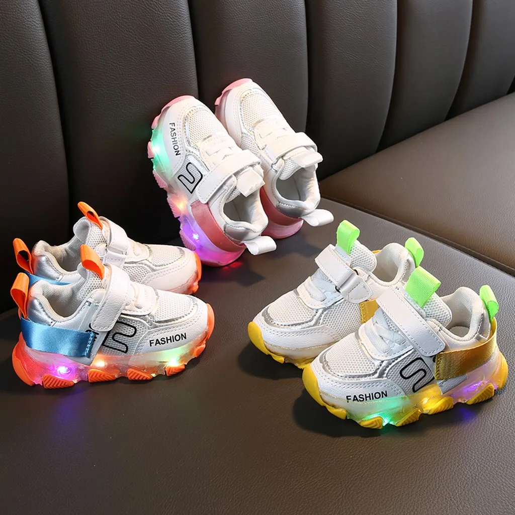 

kids shoes 2019 Children Kid Baby Girls Boys Letter Led Luminous Sport Run Sneakers Casual Shoes zapatillas