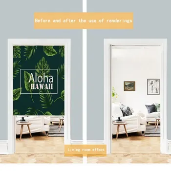 

For Home Decoration Plant Green Leaves Printed Japanese Style Noren Doorway Curtain Hanging Tapestry