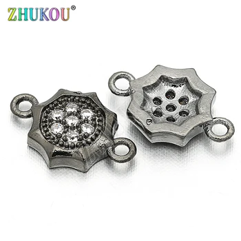 

7*10mm Brass Cubic Zirconia Charms Connectors DIY Jewelry Findings, Mixed Color, Hole: 1mm, Model: VS49