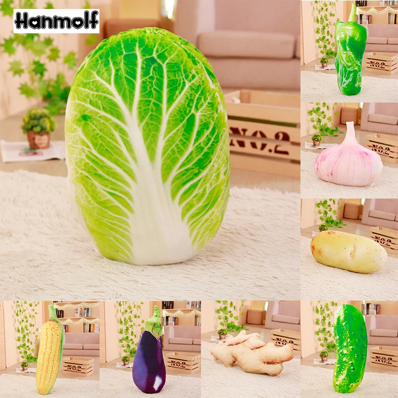 3D овощи плюшевые игрушки мягкие растения Фрукты декоративные подушки капуста Cuke баклажаны зеленый перец кухонные продукты имитационная игрушка