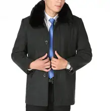 Winter quinquagenarian men’s woolen coats medium-long clothing male overcoat thickening trench coats men detachable fur collar