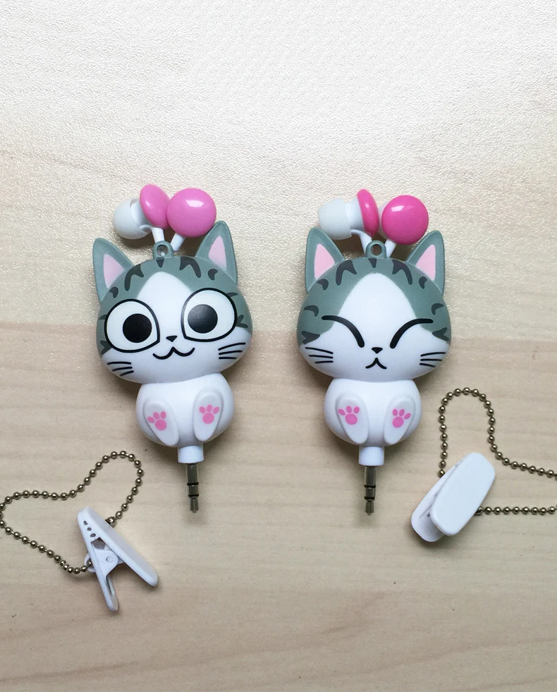In-ear Earphones in ear earphones Cute Cartoon Cat Panda Cheese Earplugs Retractable Automatic Headset For Iphone Android Kid Girls Gifts