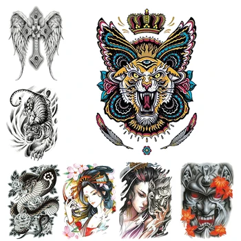

Hot Full Chest Tattoo Sticker Geisha Dragon Tiger Tattoos Waterproof Body Art Temporary Tatoo for Women Men Tattoo