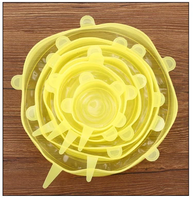 Reusable silicon stretch lids universal lid Silicone food wrap bowl pot lid silicone cover pan cooking Kitchen Cover Stoppers - Цвет: 6pcs