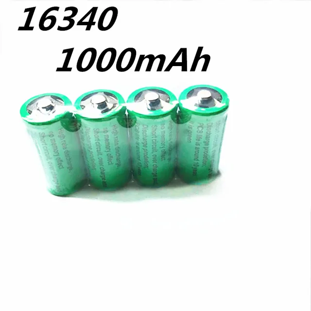 4 X 16340 1000mah 3v cr123a 16340 rechargeable battery 3.0v rcr123a ...
