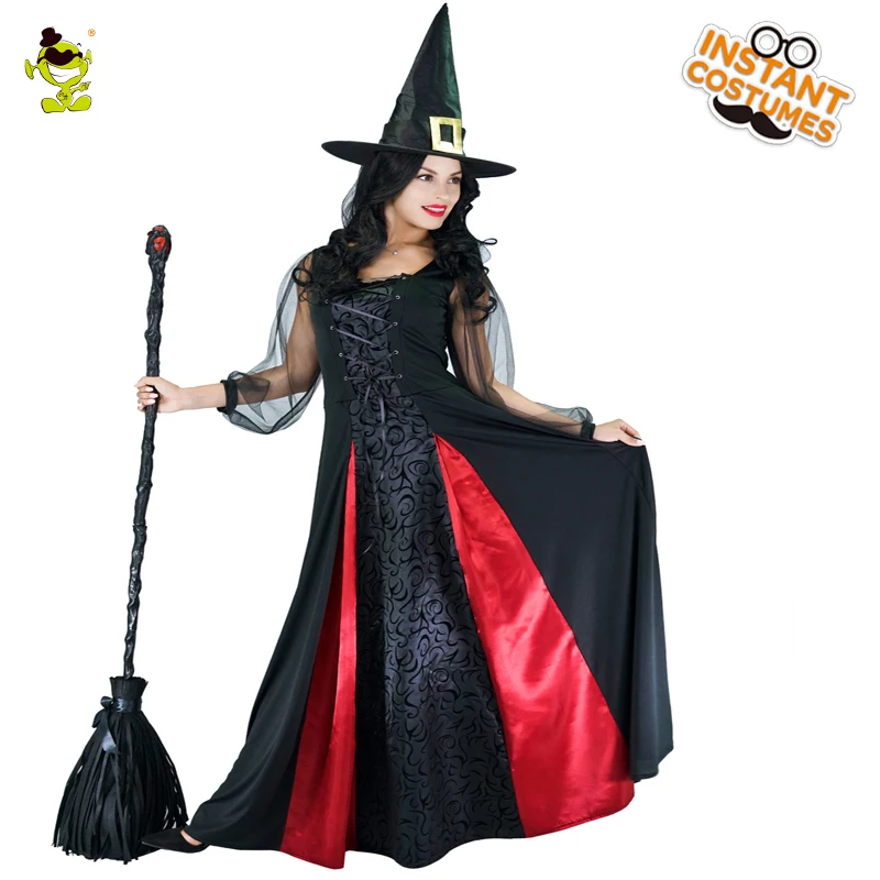 Halloween Party lady's Witch Costume Women Long Dress Cosplay Clothes