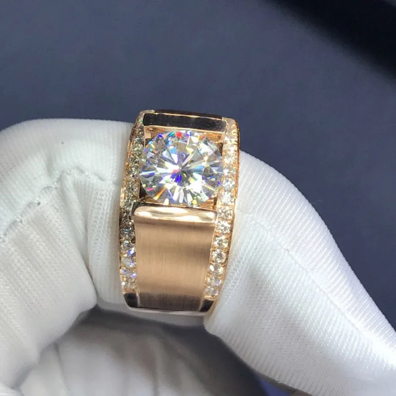 18 K 750Au золото Moissanite алмаз мужское кольцо D Цвет VVS с национальным сертификатом MO-0024