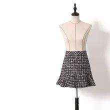 Новая ткань клетчатые юбки с джокером версия посылка ягодицы высокой талии небольшой сладкий ветер юбка