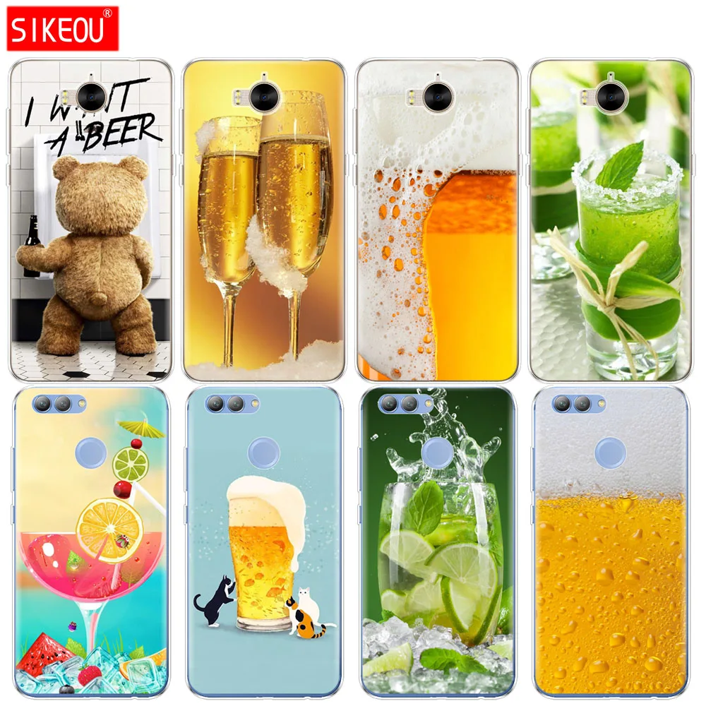 Silicone phone Cover Case for huawei Y3 Y6 Y5 2 II 2017 nova 2s LITE plus Beer A Glass of Summer Cocktai Food | Мобильные телефоны