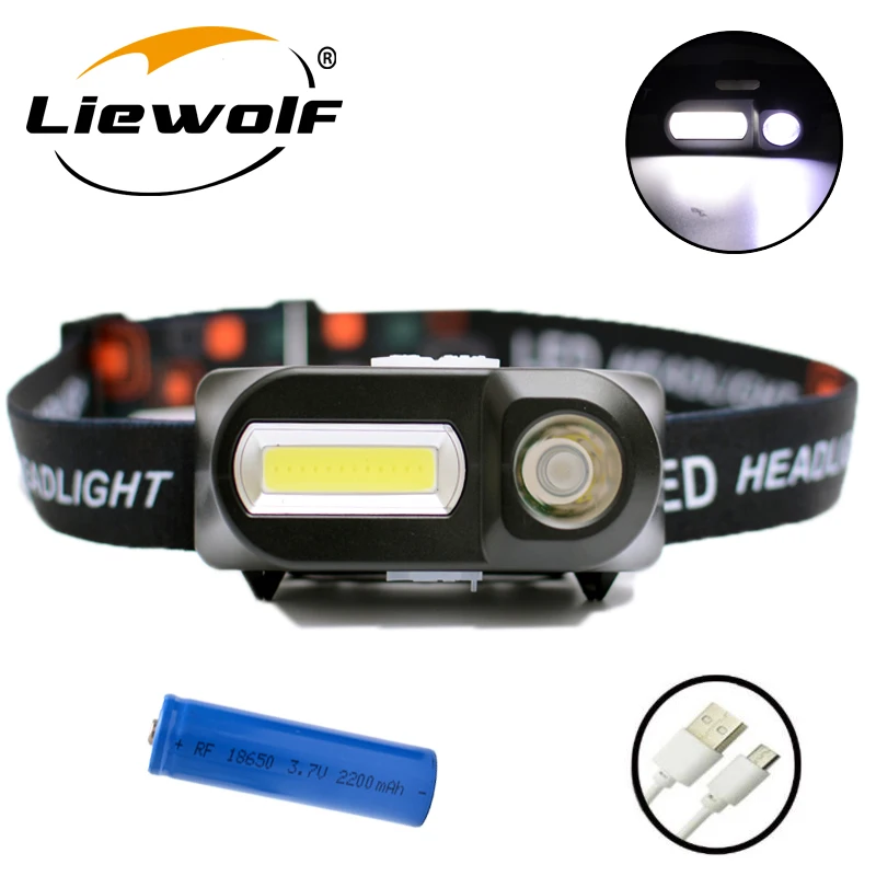 

Mini COB LED headlights outdoor camping portable Strong headlights flashlight USB18650 rechargeable camping hiking night fishing