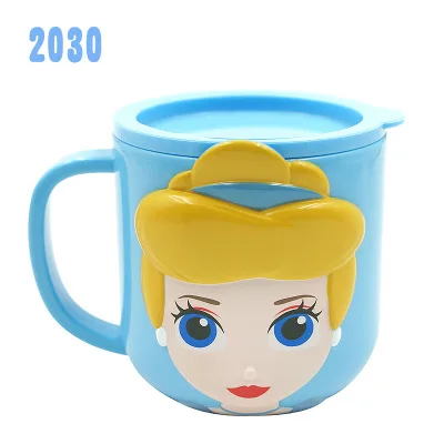 Disney Children's Covered Baby Cup Milk Cup Mouth Cup 3D Cute Handle Baby Drinking Cup - Color: Blue