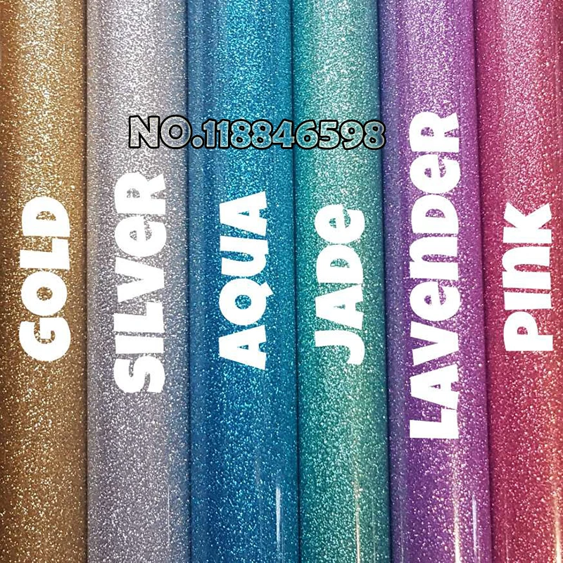 

2017 New Color for 20"x6 Yards Iron On Glitter Heat Transfer Vinyl Printing Heat Transfer Filme South Korea Quality Door to Door