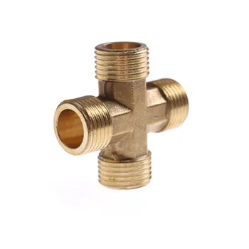 

1PCS 1/2" BSP Male Thread 4 Way Brass Cross Pipe Fitting Adapter Coupler Connector For Water Fuel Gas High Quality