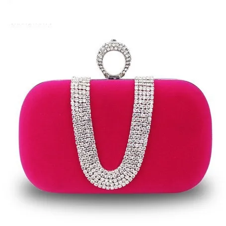 Diamond Pink Женский бархатный клатч с жемчугом и кристаллами, вечерние сумки для женщин, велюровые вечерние сумки для свадьбы, сумочка для невесты, роскошный мини кошелек для дня, bolsos - Цвет: Diamond Pink