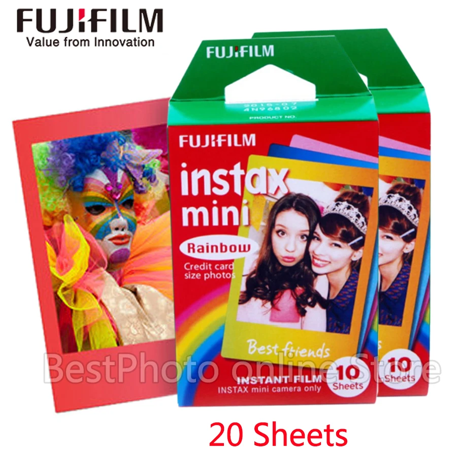 

20 Sheets Fujifilm Fuji Instax Mini 9 Film Rainbow Instant camera For mini 8 7s 7 50s 50i 9 25 dw Share SP-1 Camera Photo Paper