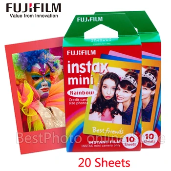 

20 Sheets Fujifilm Fuji Instax Mini 9 Film Rainbow Instant camera For mini 8 7s 7 50s 50i 9 25 dw Share SP-1 Camera Photo Paper