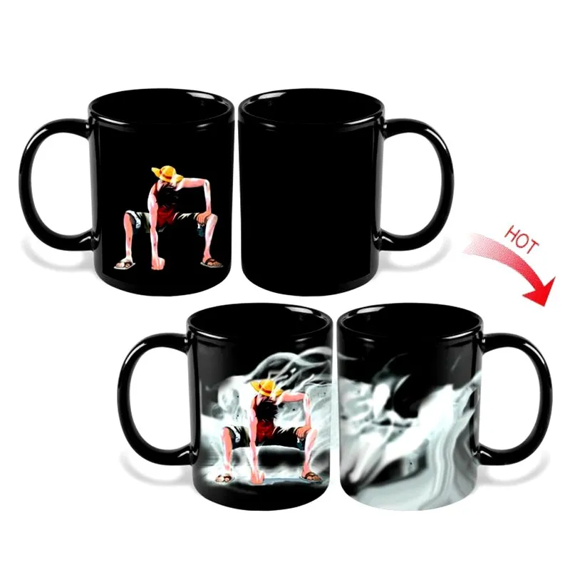 

One Piece Monkey D Luffy Mug Cup Magic Ceramic Coffee Cups Hot Cold Heat Sensitive Color-Changing for friend Gift
