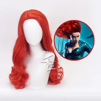 

Aquaman Mera Cosplay Wig American Anime Movie 85cm Long Curly Wavy Heat Resistant Synthetic Hair Women Costume Party Wig Red