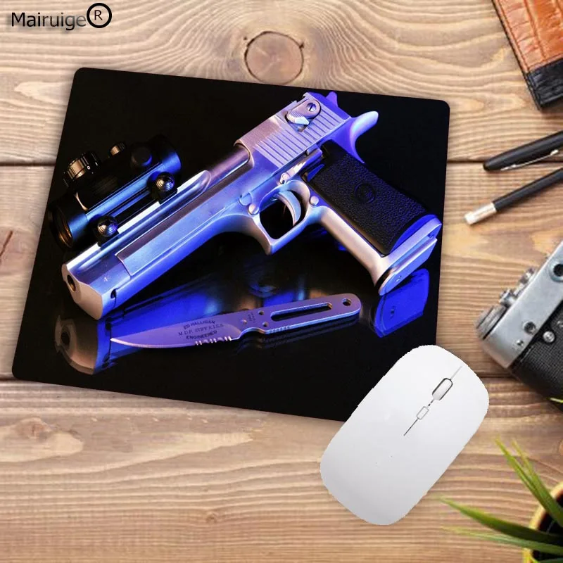 Большая Акция пистолет шаблон Противоскользящий ноутбук ПК коврик для мышки коврик для мыши удобный игровой коврик для мыши 22X18 см